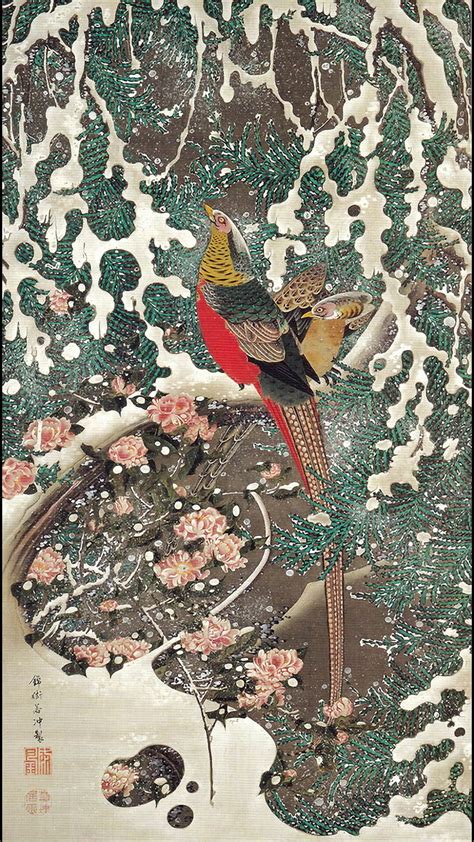 Golden Pheasants In Snow By Itō Jakuchū Masterpieces Of Japanese Culture