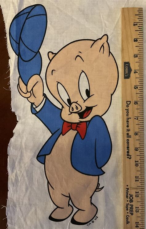 Porky The Pig Cut Out Fabric Sew A Toy Pillow Applique Quilt Piece