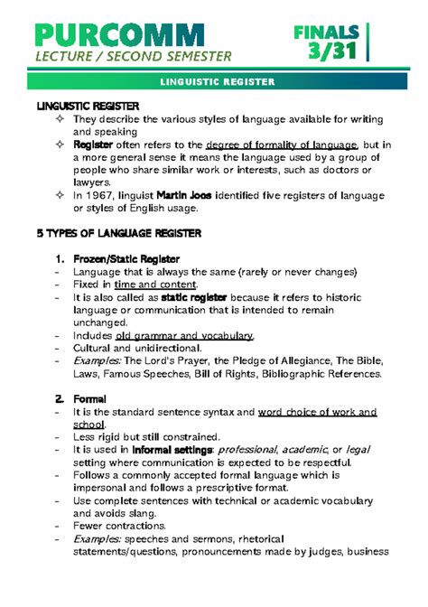 Linguistic Register - Writing Strategies - LINGUISTIC REGISTER They