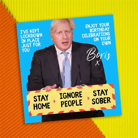 Lockdown Birthday Card Boris Johnson Stay At Home Etsy