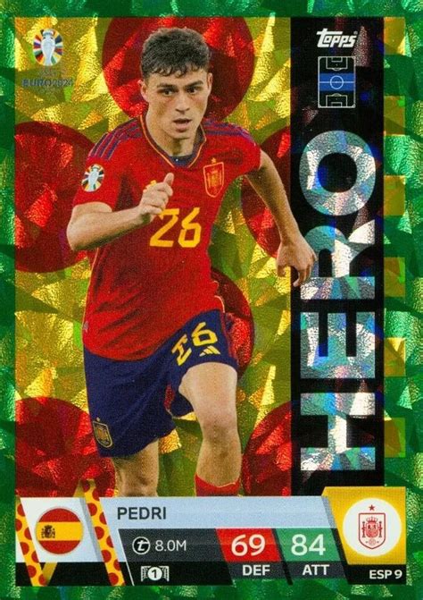 Match Attax Uefa Euro Pedri Spain Green Emerald Parallel Captain