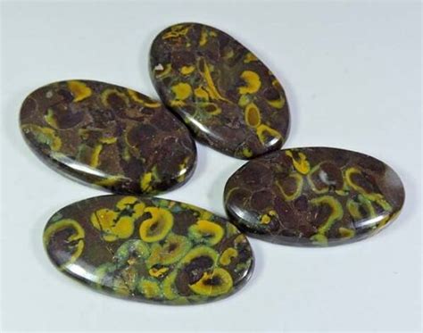 250Cts Natural Fruit Jasper Oval Cabochon Loose Gemstone 04 Pcs Lot