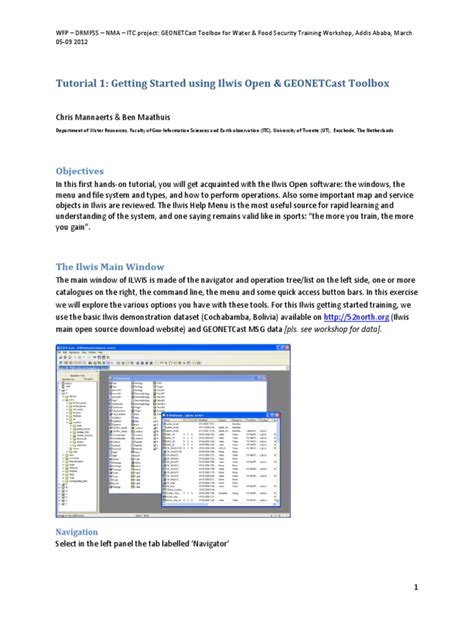 Tutorial 1 Getting Started Using Ilwis Open And Geonetcast Toolbox Pdf