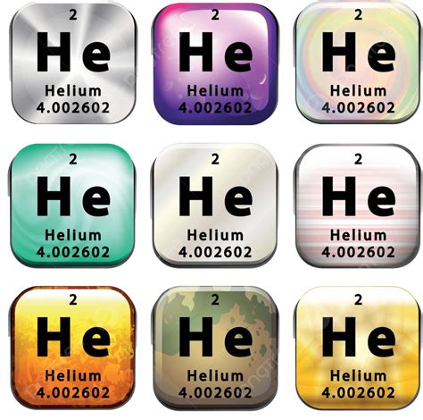 A Button Showing The Element Helium Background Helium Symbol Vector