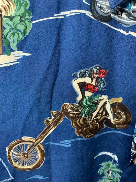 Vtg Tori Richard Harley Davidson Chopper Hawaiian Shi Gem