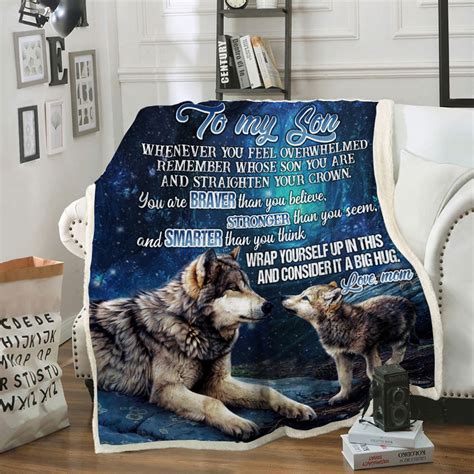 To My Son Wolf Fleece Blanket Big Hug From Mom 90 LoveHome