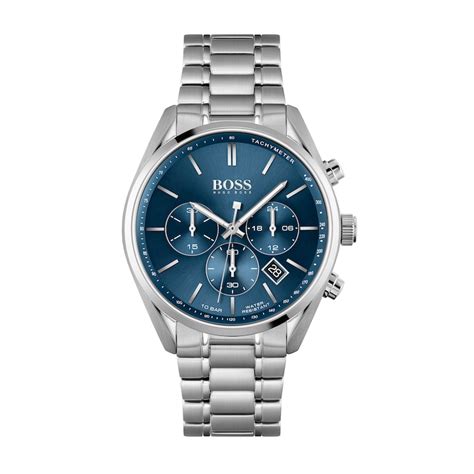 Men S Hugo Boss Champion Chronograph Watch With Blue Dial Model 1513818 Peoples Jewellers