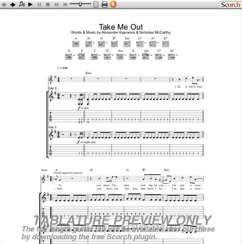 Franz Ferdinand Take Me Out Guitar Tab : Free Franz Ferdinand Guitar Tabs