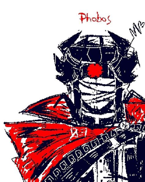 A Red And Black Drawing Of A Man In Armor