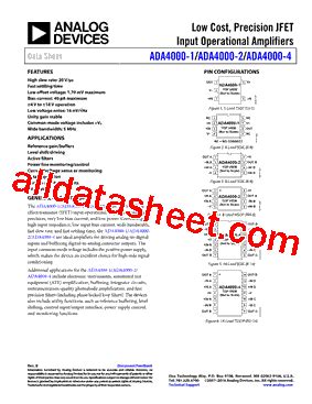 ADA4000 2ARMZ RL Datasheet PDF Analog Devices