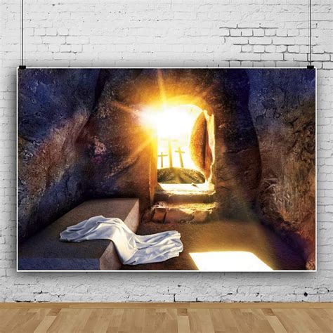 Leowefowa Durable Soft Fabric Resurrection Of Jesus Easter Backdrop