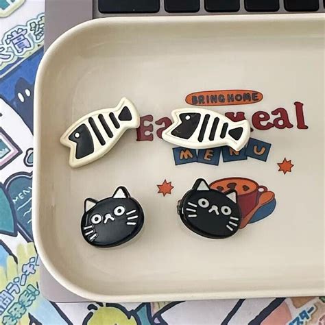 2pcs Cute Black Kitten Duckbill Clips Small Fish Sweet Bangs Clip Hair