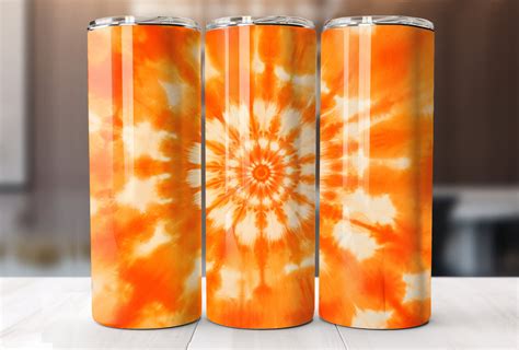 Orange Tie Dye 20 Oz Skinny Tumbler Sublimation Wrap Heather Roberts Art