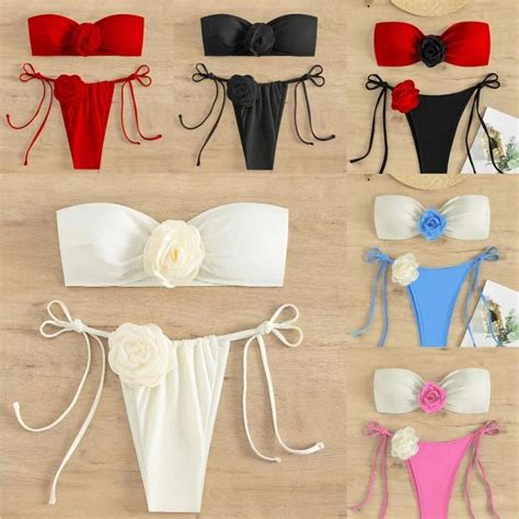 Rose Three Dimensional Swimsuit Bikini Sexy Fashion Style Shopee Malaysia
