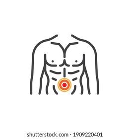 Stomach Pain Line Icon Body Muscle Stock Vector Royalty Free