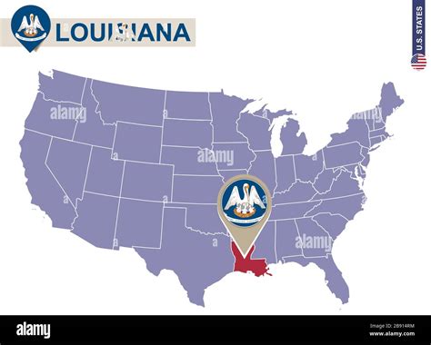 Louisiana State On Usa Map Louisiana Flag And Map Us States Stock