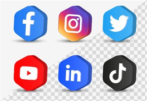 Logotipos De Iconos De Redes Sociales En Botones Modernos Vector Premium