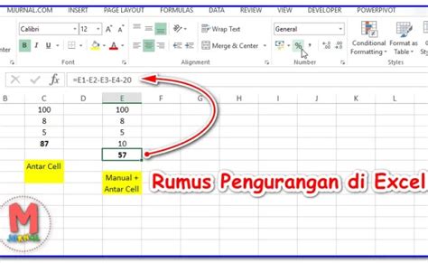 Rumus Pengurangan Excel Rumus Cara Pengurangan Di Excel Dengan Cepat