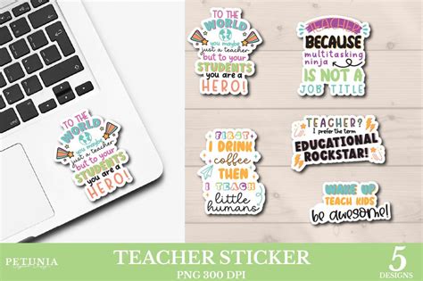 Funny Teacher Stickers | Printable Stickers Bundle - So Fontsy