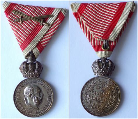 Austria Hungary Ww1 Medal Silver Signum Laudis Crown Swords 1914 1918