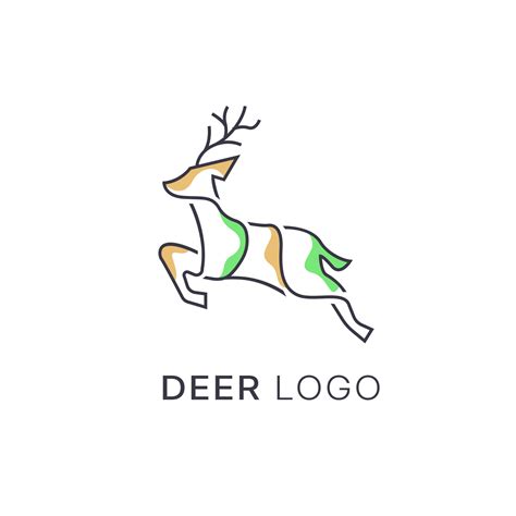 Outline Deer Line Art Logo Vector Icon Simple Minimalist Monoline Deer