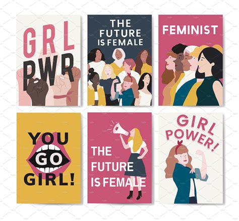 Set Of Feminist Message Posters Vector Free Feminist Feminism Poster