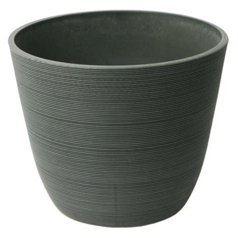 Algreen Products 14 In Dia X 11 In Valencia Round Curve Planter Ribbed Charcoal