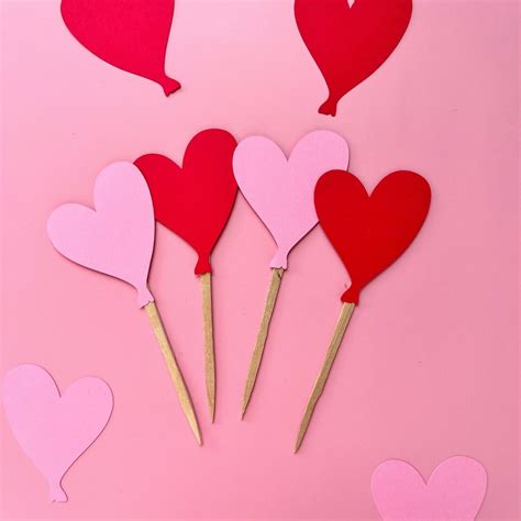 Heart Cupcake Toppers Valentines Day Cupcake Toppers Valentines