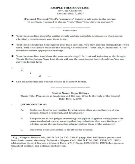 Thesis Outline Template