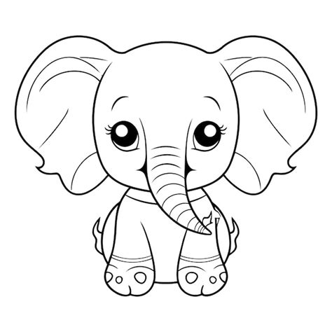 Livre à colorier pour enfants Éléphant sur fond blanc Vecteur Premium