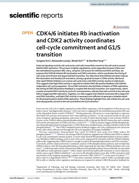 cdk initiates rb inactivation  cdk activity coordinates