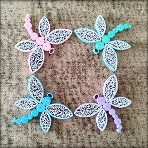 Set Of 4 Dragonfly Quilled Dragonfly Ornament Small Dragonfly Decor