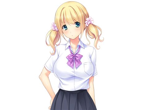 Safebooru 1girl Ayase Hazuki Blonde Hair Blue Eyes Blush Bow Breasts Collared Shirt Cowboy