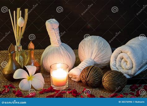 Thai Spa Massage Setting On Candlelight Royalty Free Stock Image Image 30376996