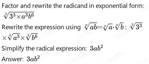 Solved Bentuk Pangkat Dari Sqrt 3 27a 3b 6 Adalah Math