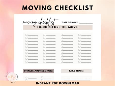 Moving Checklist Packing List Moving Planner Moving Binder - Etsy