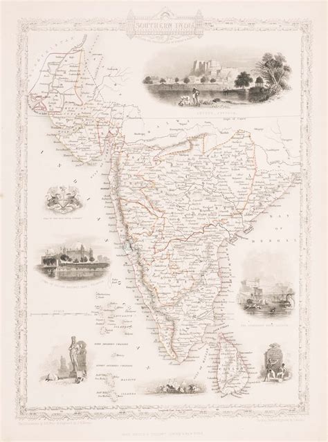 Southern India Von TALLIS John 1851 Karte Altea Antique Maps