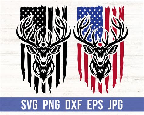 Deerhead Flag Svg Flag Svg Deer Svg Hunting Clipart Svg American