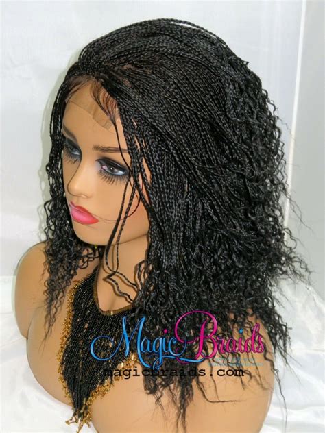 Black Wig Braided Wig Micro Millions Braids Short Braided Lace Etsy