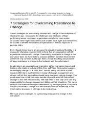 Strategies For Overcoming Resistance To Change Video Docx