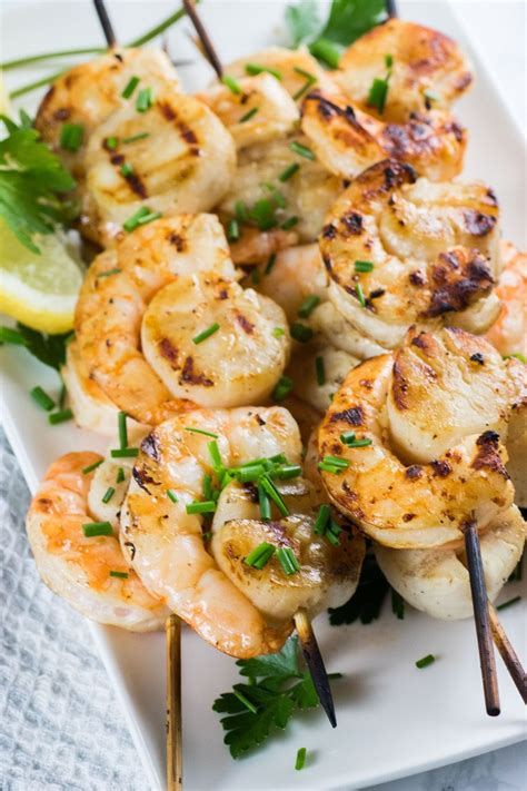 Grilled Scallops And Shrimp Kabobs