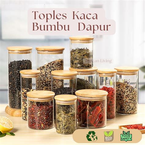 Jual Omcan Living Toples Bumbu Dapur Set Toples Kaca Tutup Kayu