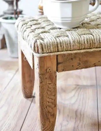 Rustic Wood Footstool Gets A Makeover With Twine Diy Footstool Diy