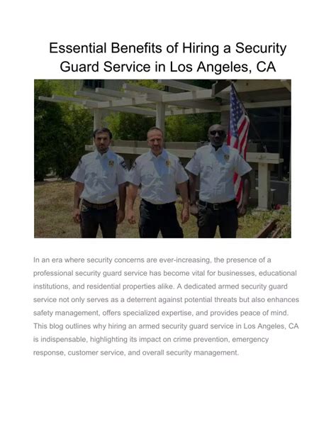 Ppt Essential Benefits Of Hiring A Security Guard Service In Los