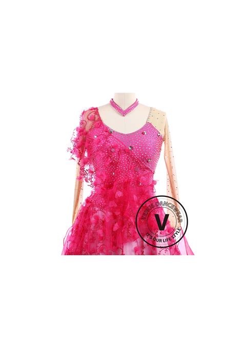 Pink Vines Ballroom Tango Waltz Smooth Standard Competition Dance Dress