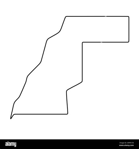 Western Sahara Country Simplified Map Thin Black Outline Contour