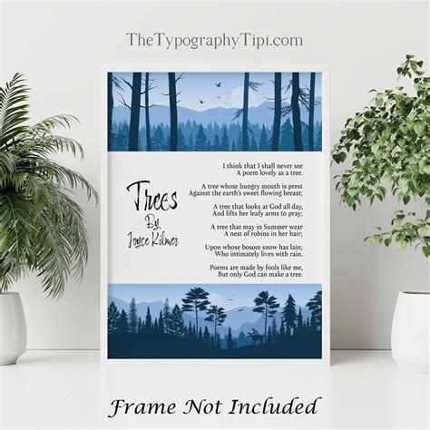 Trees By Joyce Kilmer Poem Poster Print Poetry Wall Art Framed