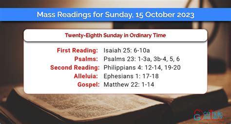 Daily Mass Readings For Sunday 15 October 2023 Catholic Gallery