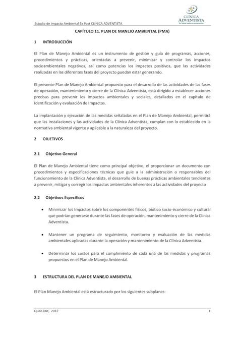 PDF CAPÍTULO 11 PLAN DE MANEJO AMBIENTAL PMA 1 DE MANEJO AMBIE