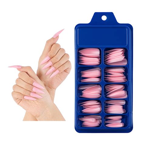 Besaacan Nail Care Colored Long Stiletto Press On Nails Full Cover